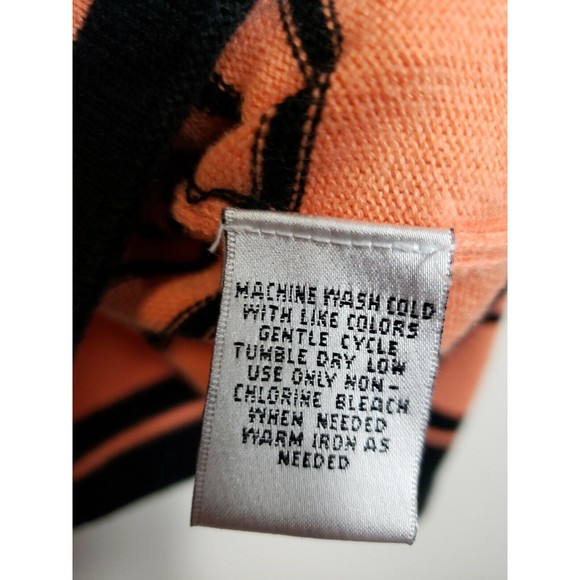 Liz Baker Orange & Black Striped L-Sleeve Button Front Cardigan Sweater SZ XL - Picture 3 of 6
